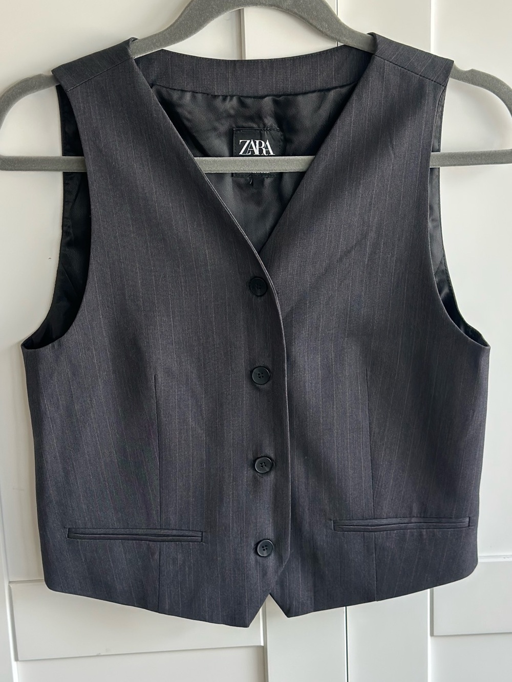 Zara Charcoal Gray Pinstripe Tailored Vest Waistcoat Size S